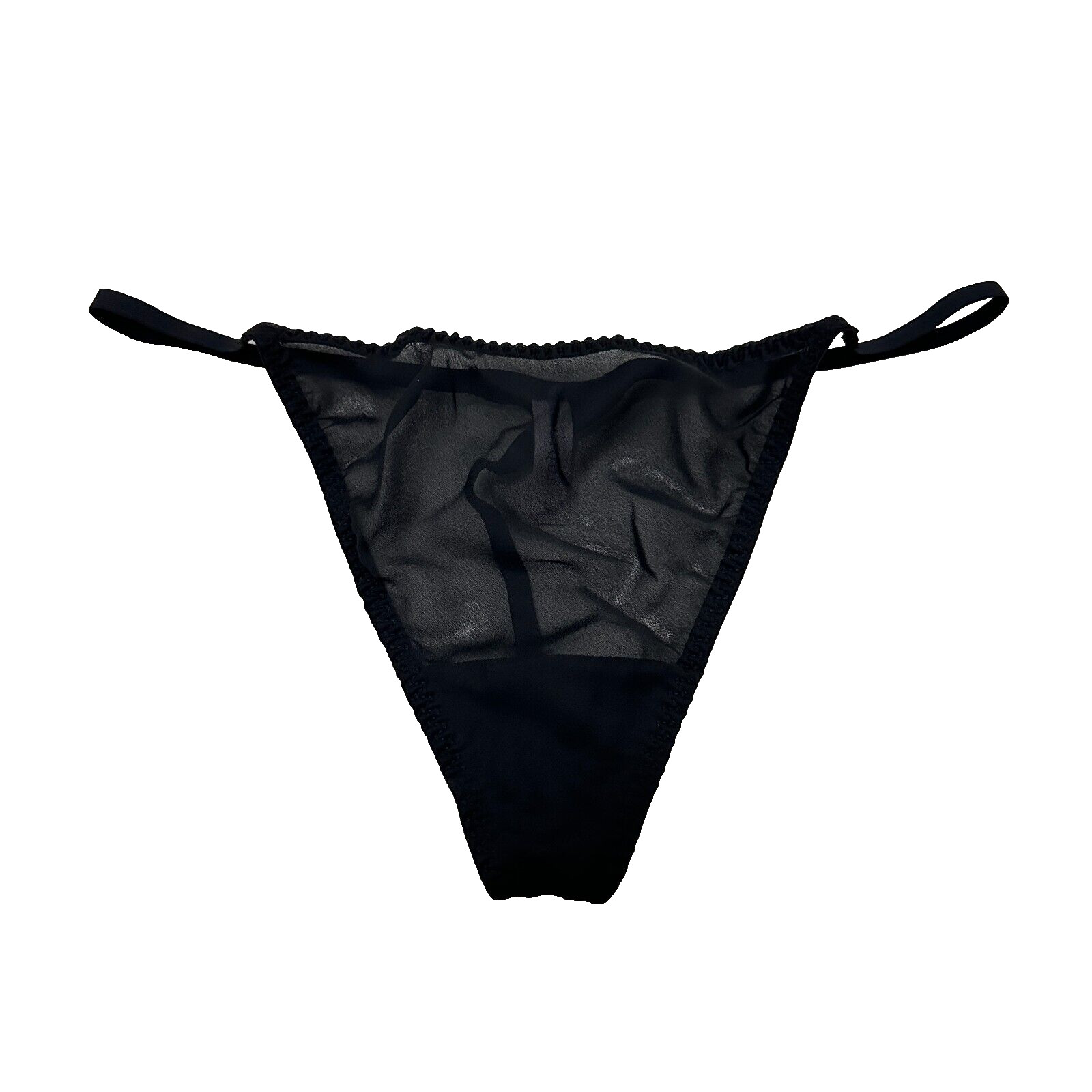 Cacique Thong String Panty Size 14/16 Black Sexy T-Back Lined Sheer Beach Summer