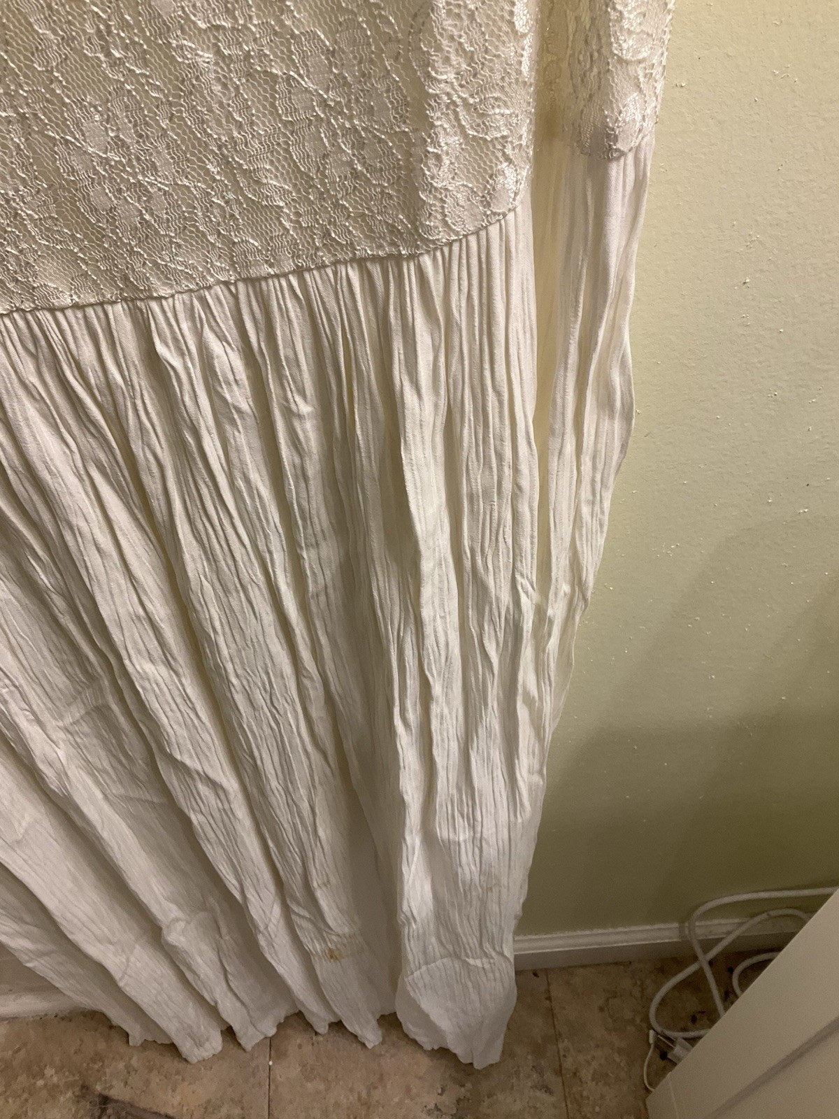 Vintage SL fashions ivory sleeveless maxi dress 12 lace floral bodice whimsy