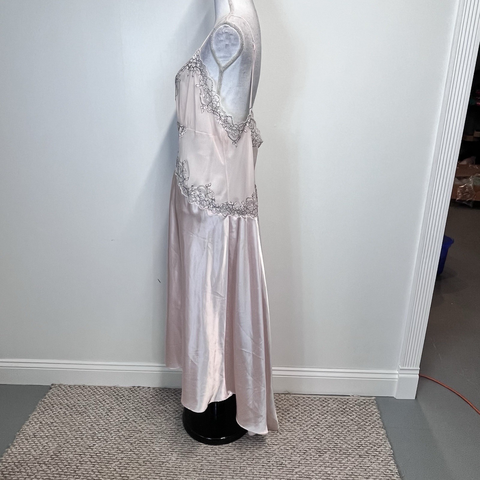 Vintage Cerie Nightgown Lingerie Plus sz 3X Pink Satin Lace Wedding Bridal