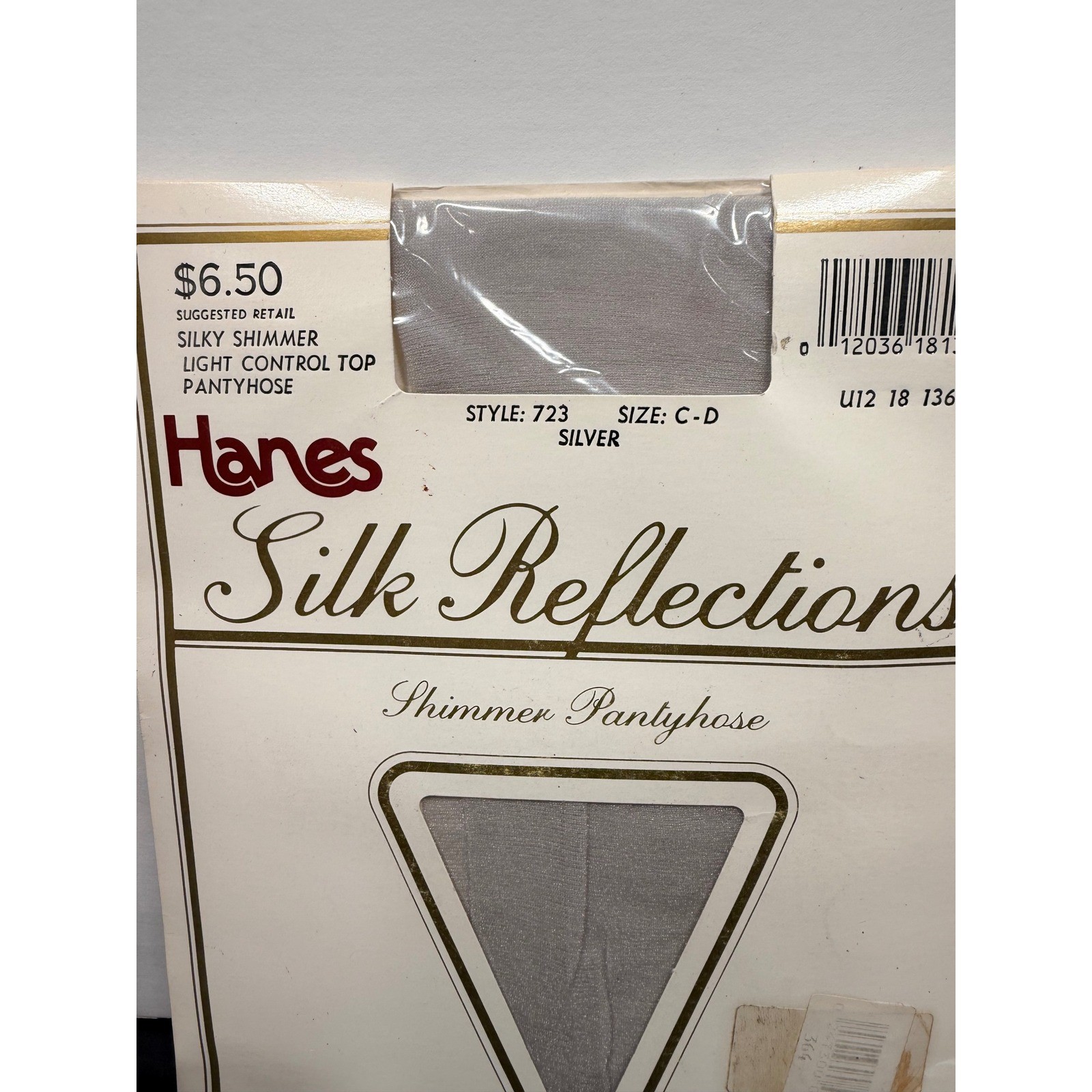 Hanes Silk Reflections Silver Shimmer Pantyhose Light Control Top Sz CD 723 VTG