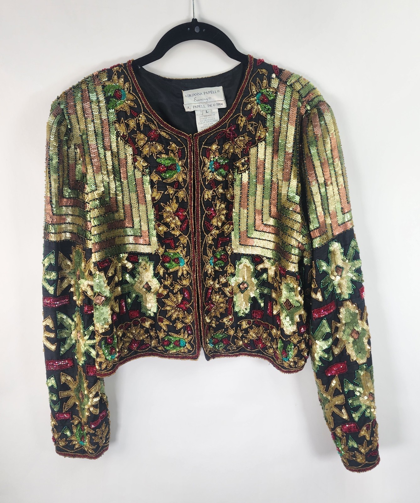 Vintage Adrianna Papell Evening 1994 Women&rsquo;s L Multi Beaded Sequin Jacket *Note*