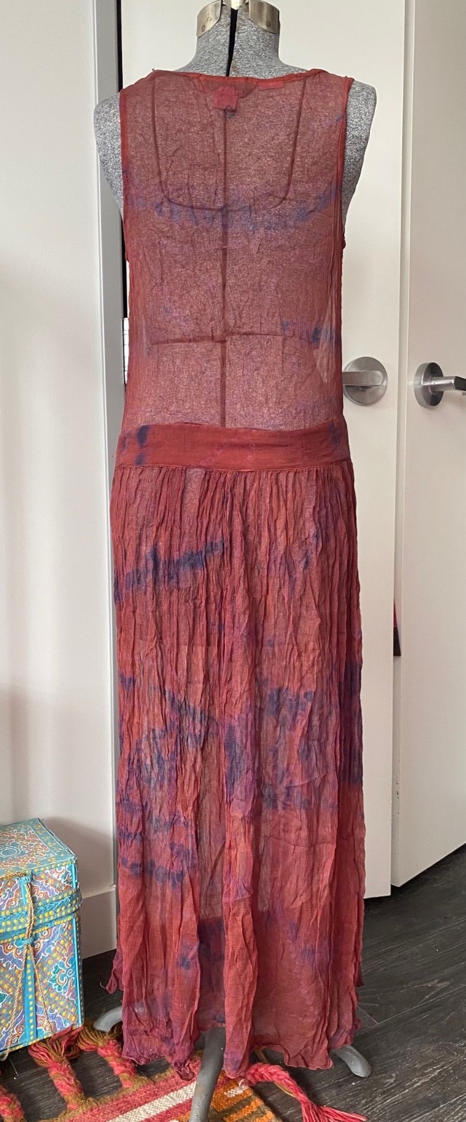 Vintage Upcycled 1990s does 1920s Tie Dye Sheer Maxi Dress Life of Vice New Aura