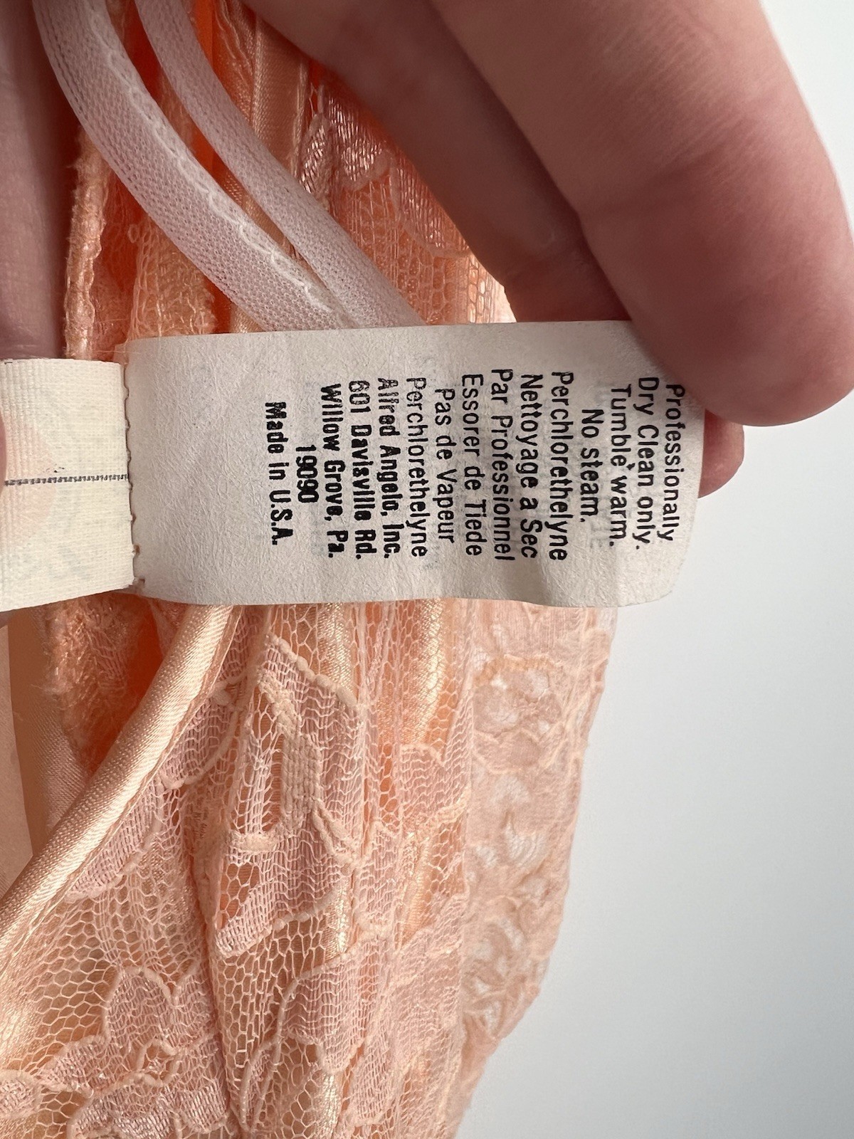 Vintage 80s Dance Allure Peach Lace Overlay Special Occasion Dress Prom Small