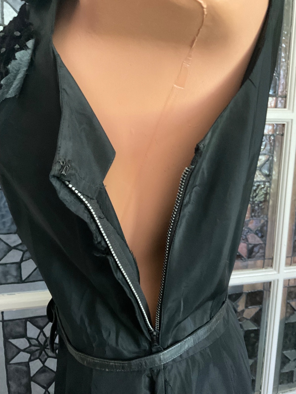 Vtg. Black Satin Taffeta Dress Whimsigoth Dark Fairycore Gothic Henry A Conder