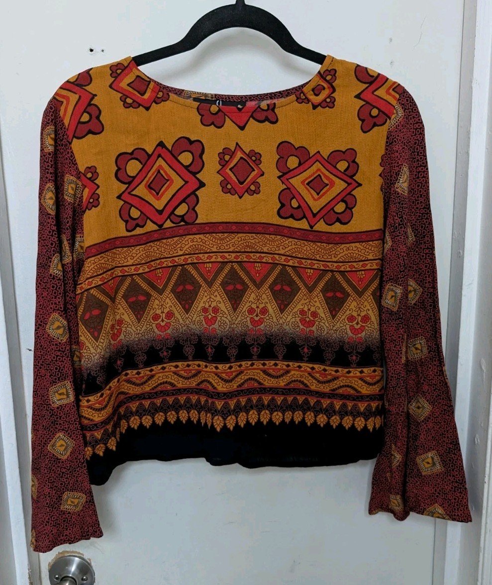 Carole Little Petites Vintage Top Blouse 4 Boho Chic Made in USA Relaxed Fit