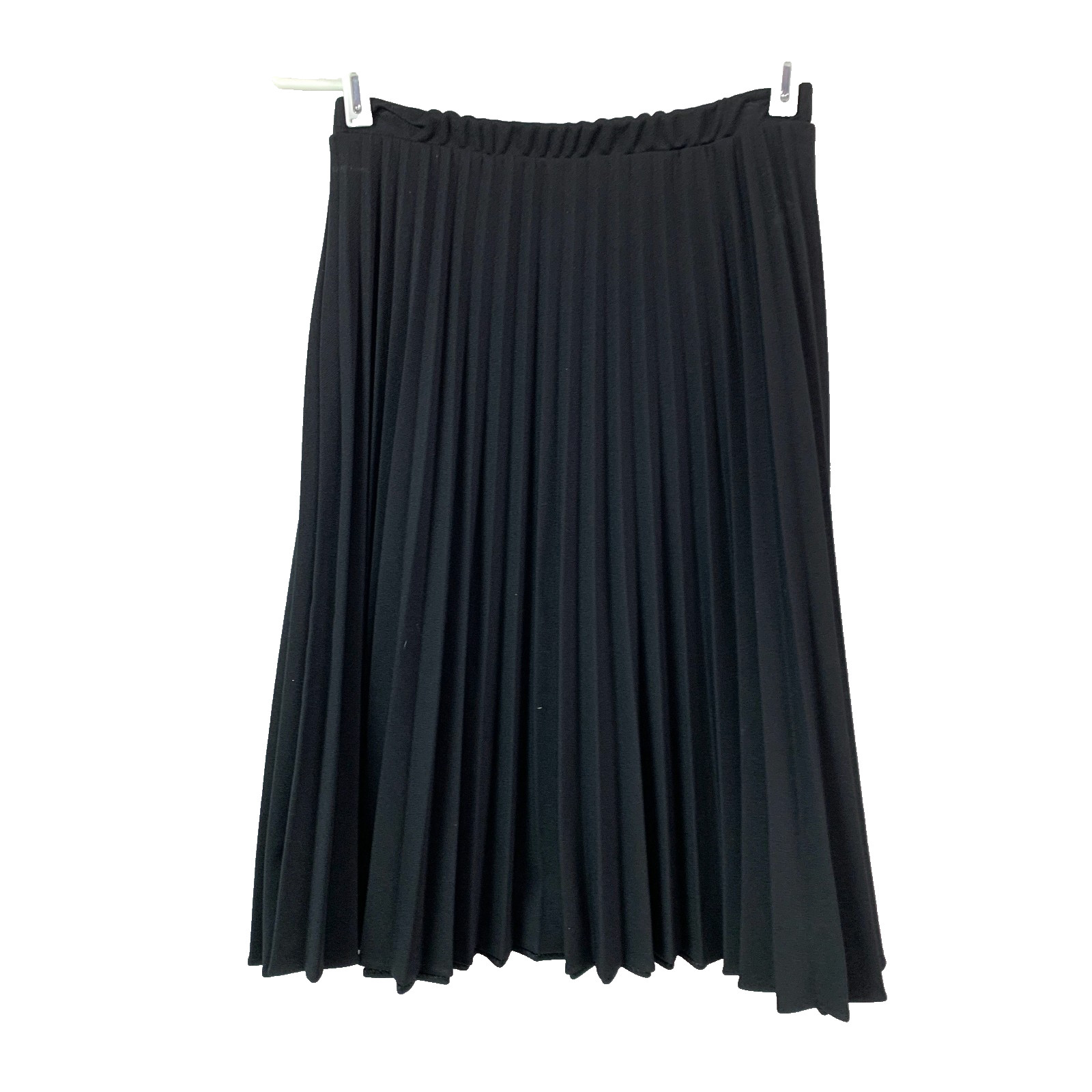Vintage 70s Black Midi Pleated Skirt 12 USA
