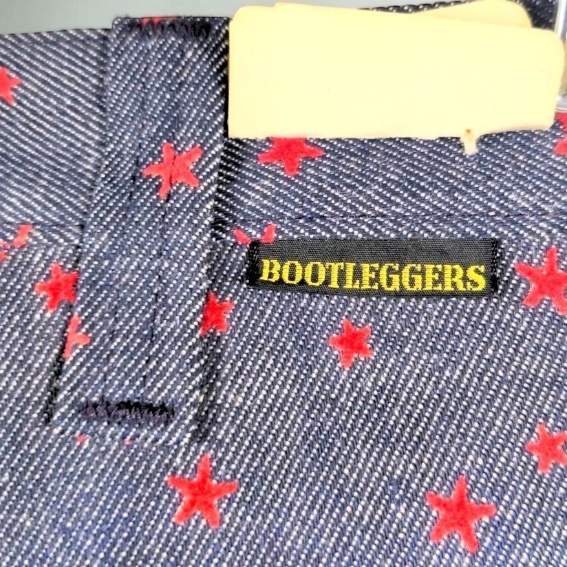 Vtg 1976 Bootleggers Star Print Flare Jeans NWT Deadstock Bicentennial 27 Womans