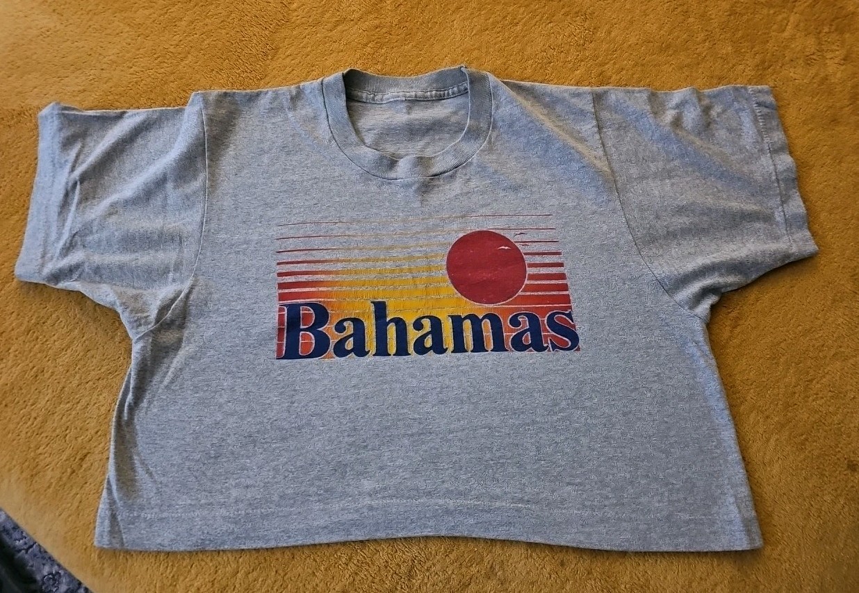 Bahamas Cut Off Shirt Vintage 80s 90s Screen Stars Single Stitch Sz L *Read*