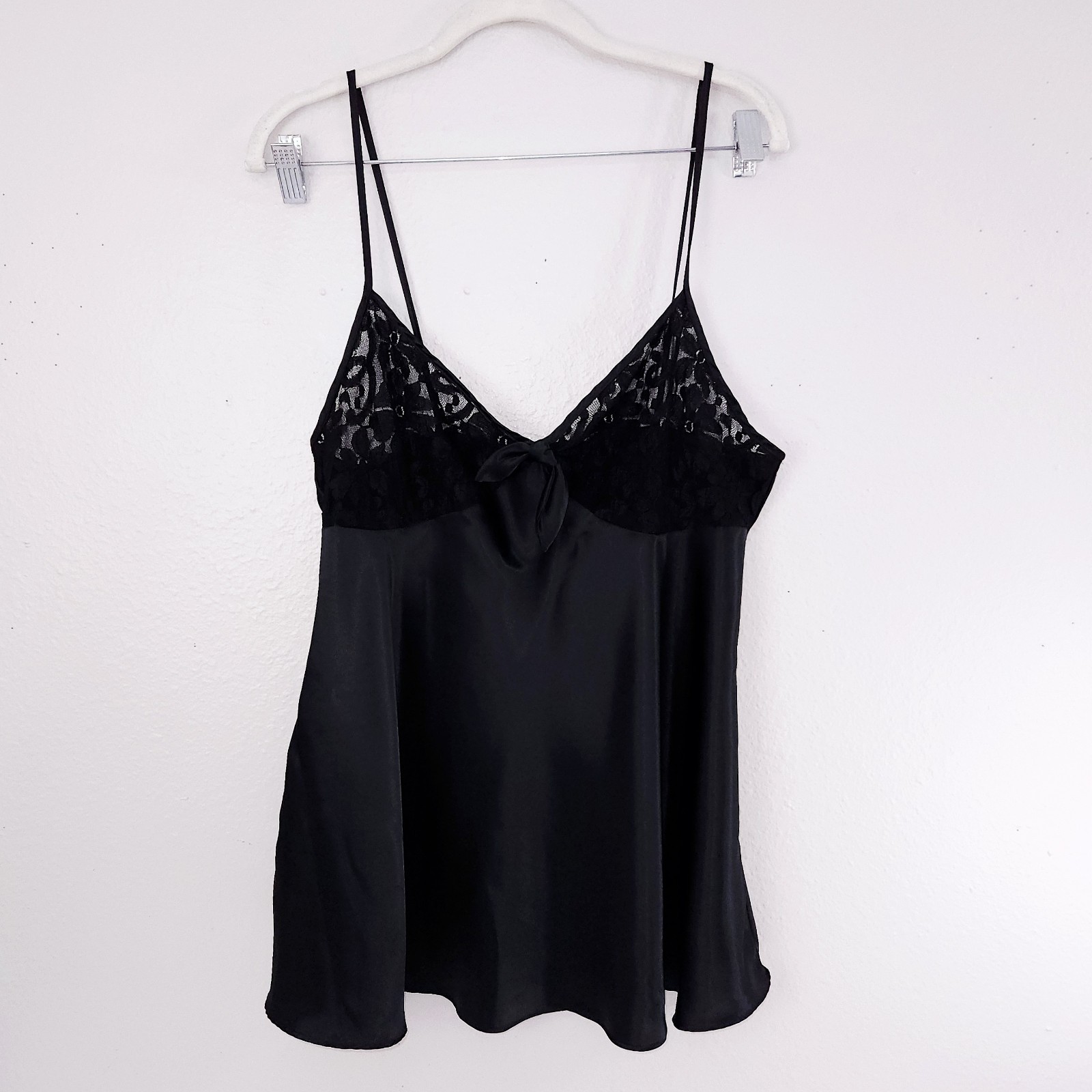 Vintage California Dynasty Chemise Women&rsquo;s LARGE Lace Satin Slip Lingerie Top