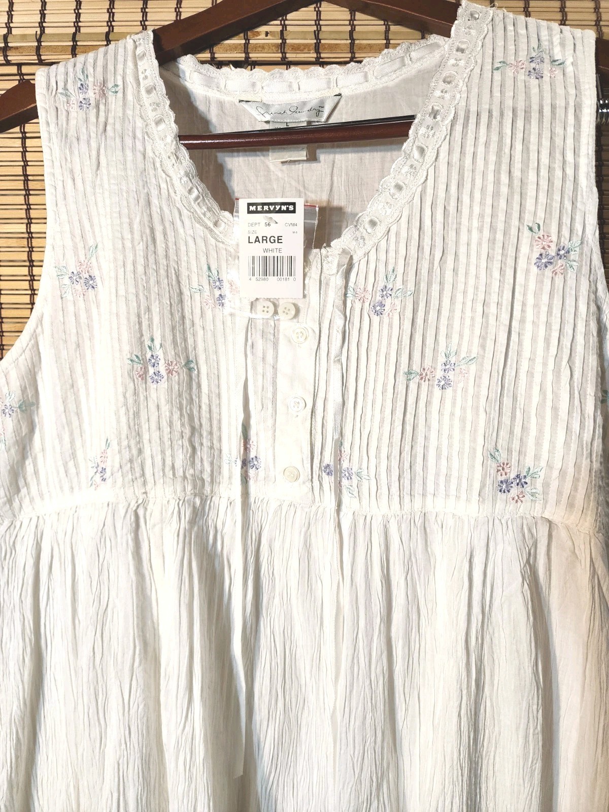 Y2K Vintage French Laundry Empire Waist Wedding White Cotton Nightgown NWTS Sz L
