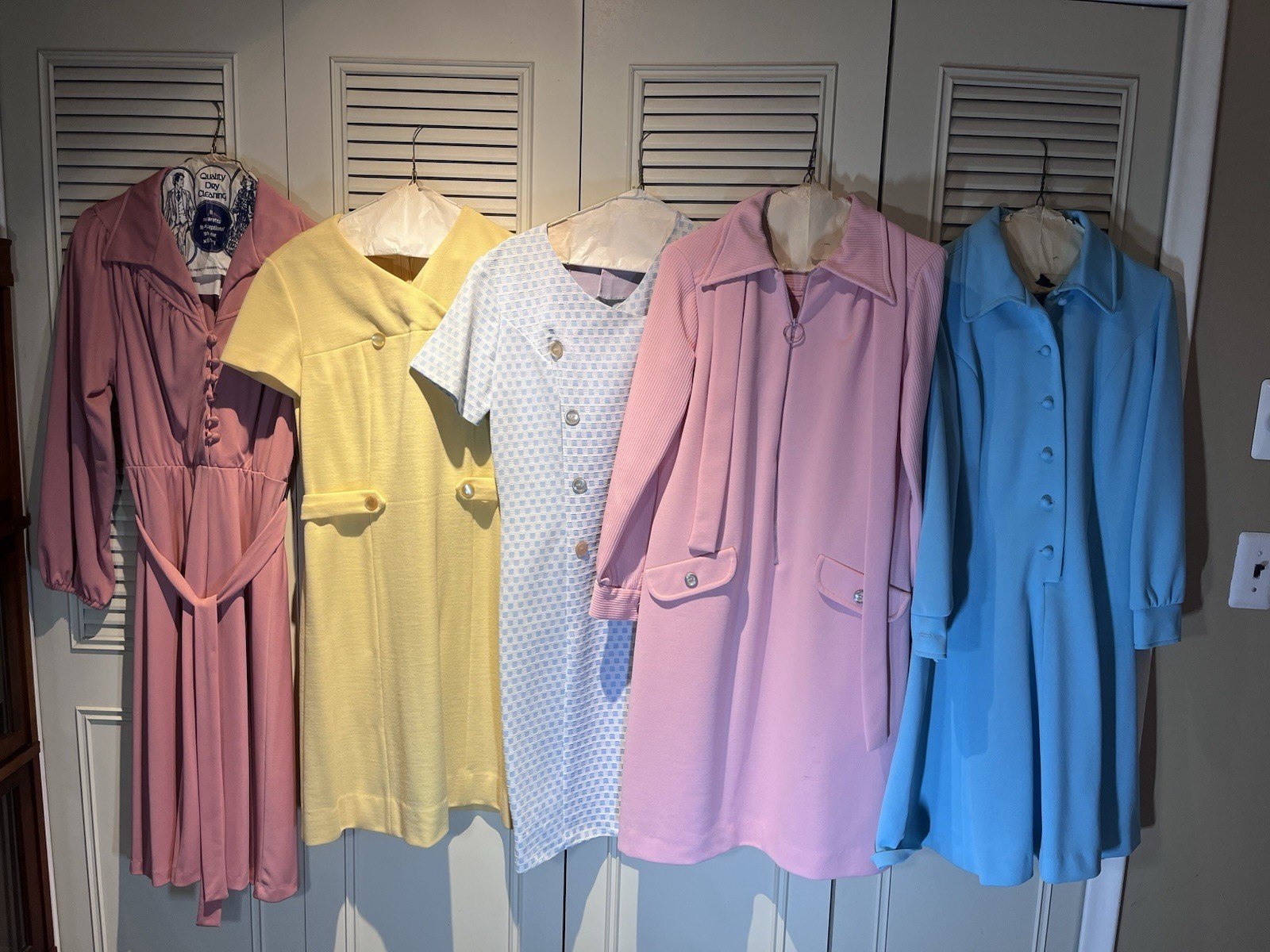 Vintage 60s/70s Designer Dress Lot- Sizes S/M – Mod & Disco Era – ILGWU/Woolmark