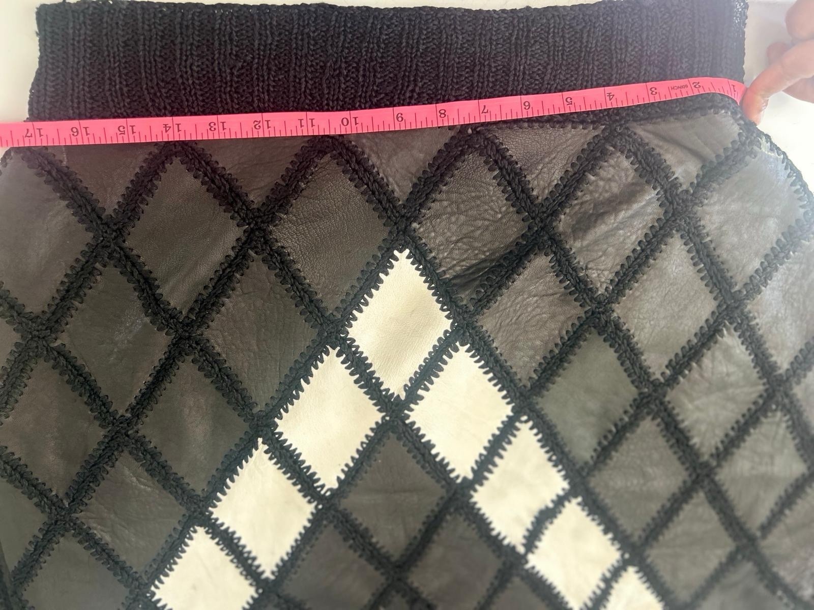 1970s Black And White Leather Pact work Top Size, S.