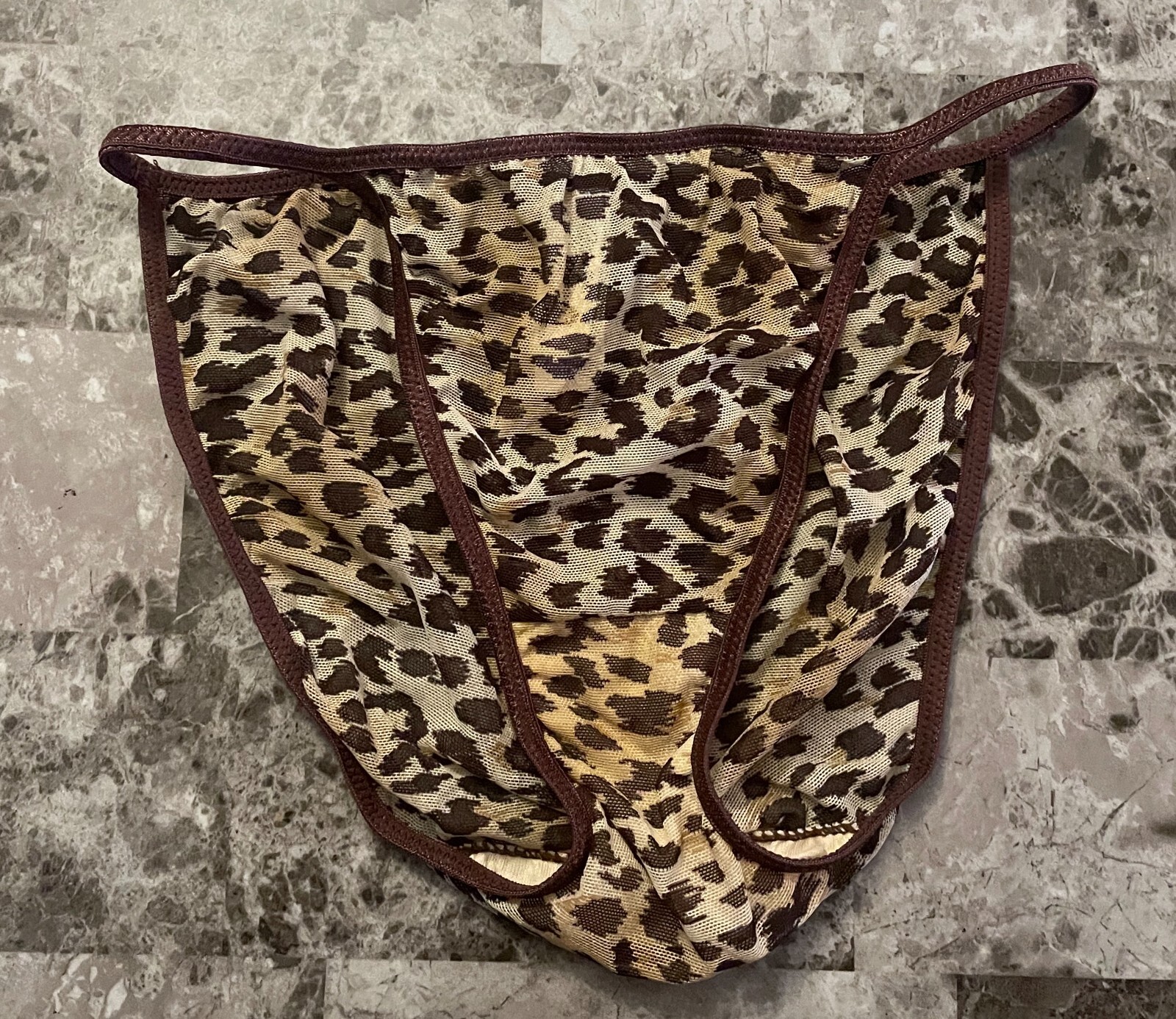 MARILYN MONROE by WARNER&rsquo;S SMALL LEOPARD CHEETAH MESH RARE VINTAGE STRING BIKINI