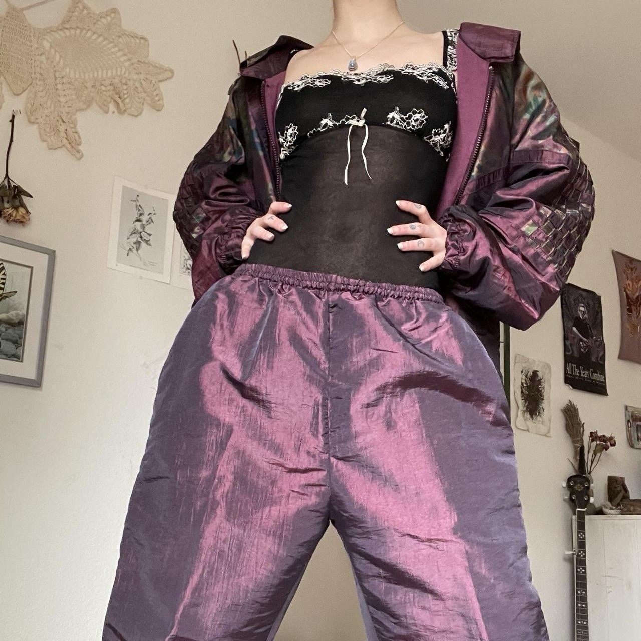 Vintage 1980s Great Cavalier by St. Paul Purple Multicolor Iridescent Tracksuit