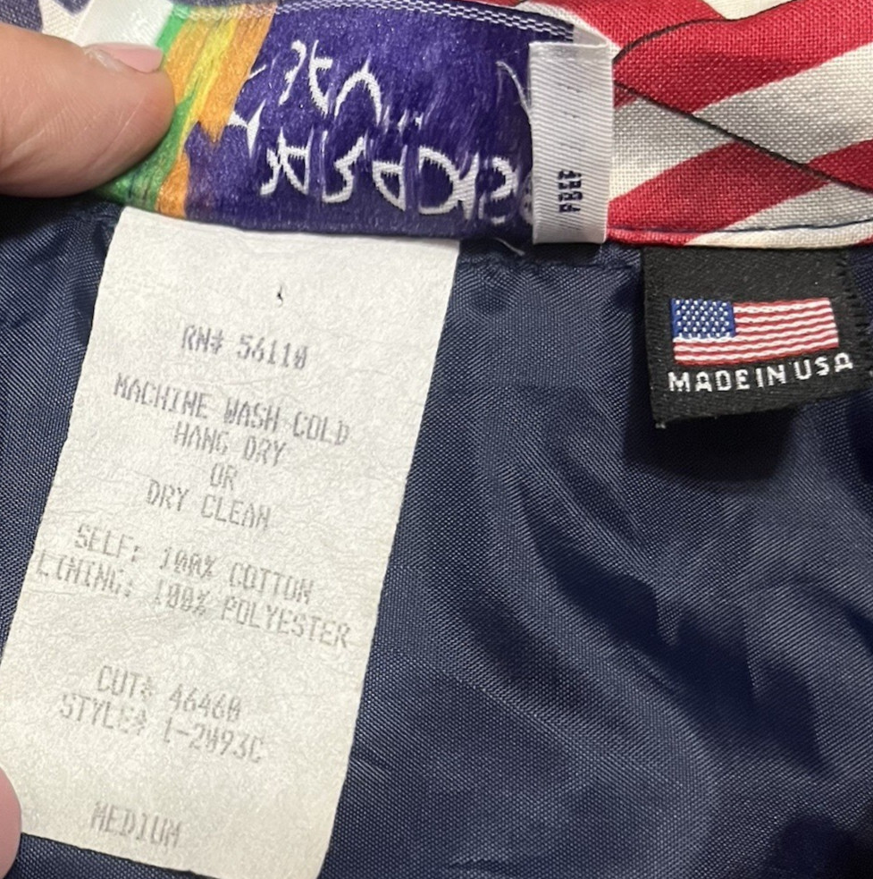 VTG Paradise Bay American Flag Jacket Adult M USA Made Patriotic Stars Stripes