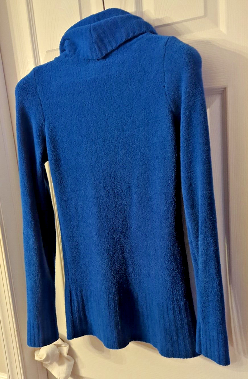 Vtg Authentic 1990s Wet Seal Electric Blue Soft Long Sleeve Cowl Neck Medium