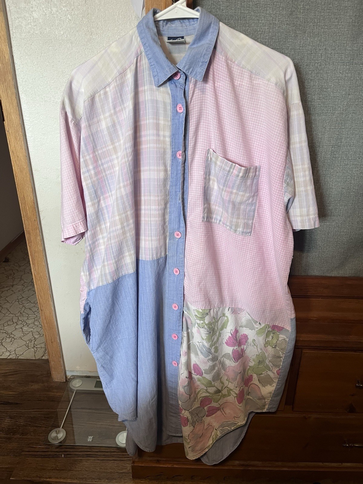 Vintage Patchwork Dress Made In Pakistan Chandni Cotton, One Size Fits All