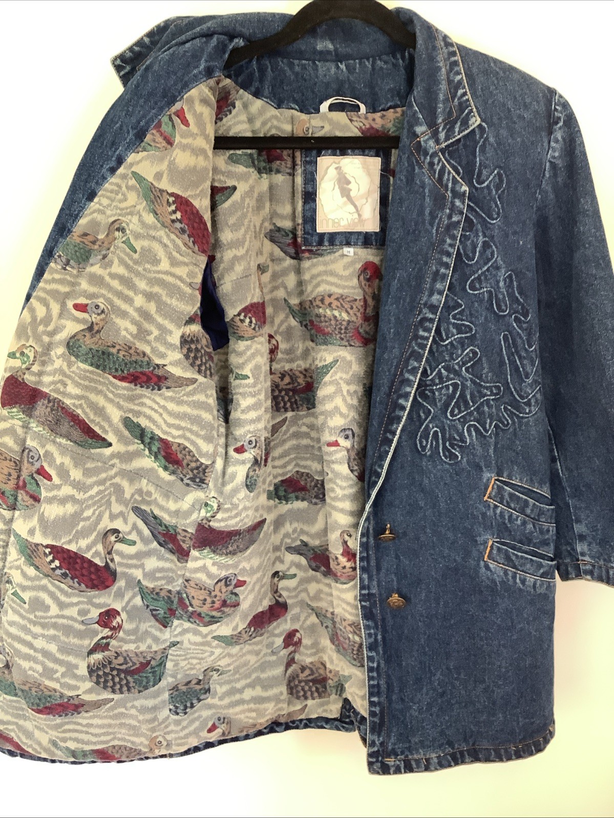 Vintage 1980s Inner View M Lined Long Cowgirl Boho Glam Chore Coat