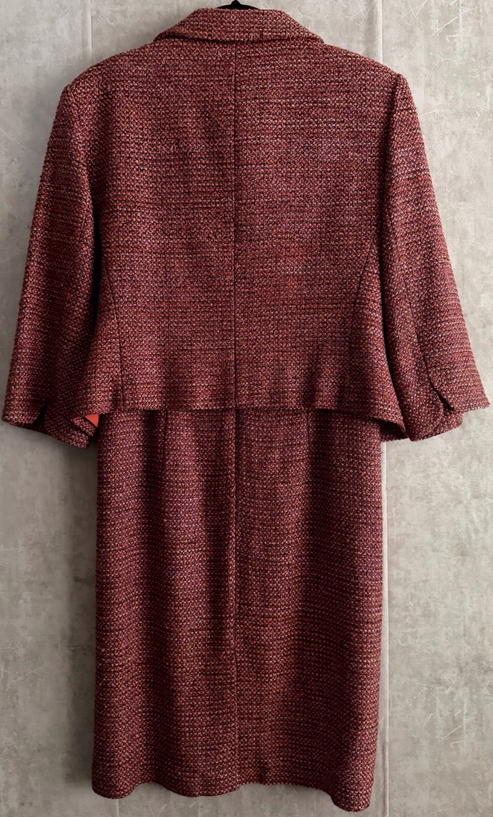 Talbots 2pc Silk Blend Multi Rasberry/Wine Tweed Sheath Dress Jacket Set Sz12P