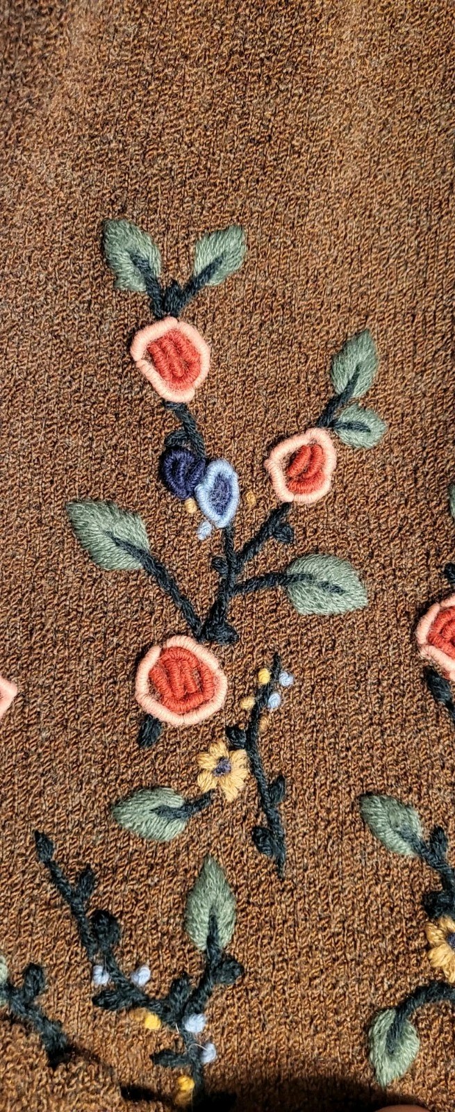 Vintage Koret Plus Size Cardigan Sweater Vest Button 1X XL Embroidered Flowers