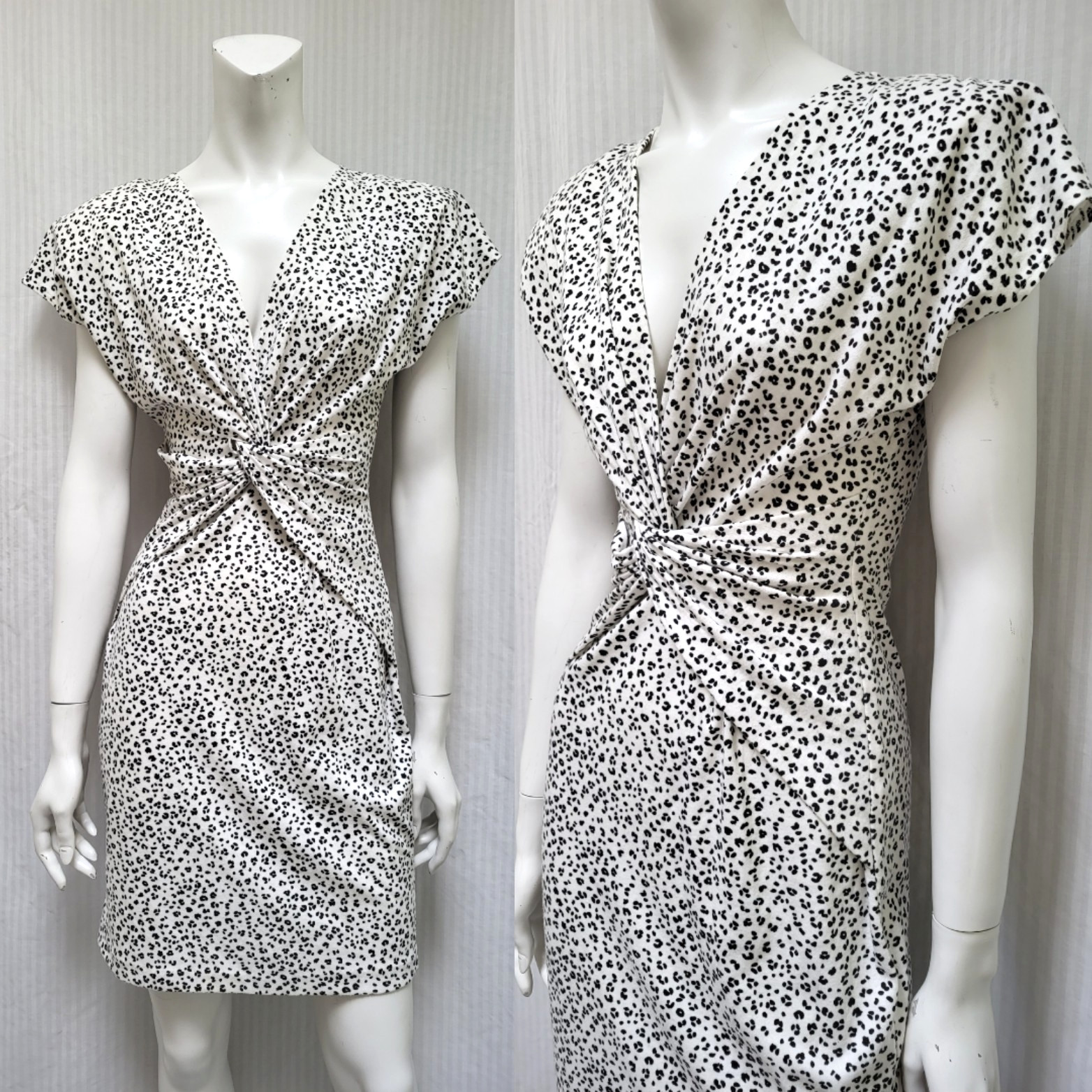 Vintage 1980&rsquo;s BYER TOO! Animal Print Twist Front Knit Dress – Size S – EUC