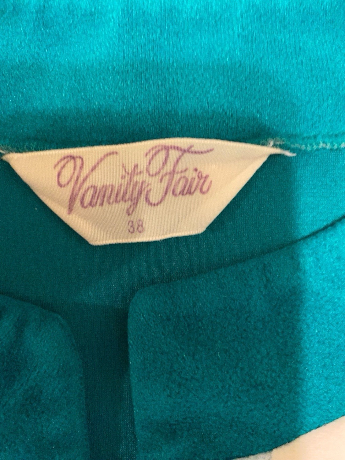 VTH Vanity Fair Turquoise Zip Front Housecoat Robe Size 38 Fits M Mod 60s 70