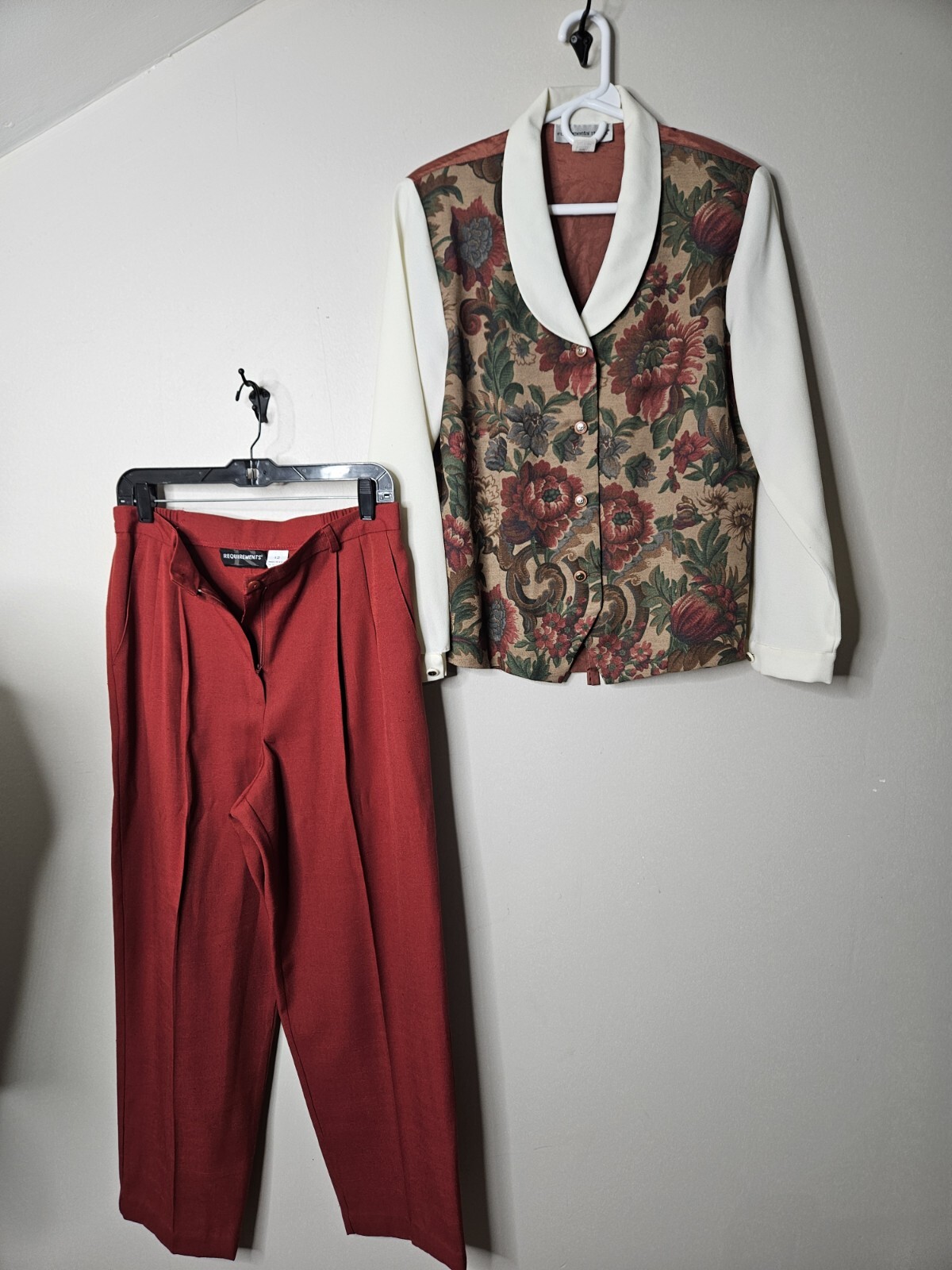 70s 80s Vtg Fundamental Things Boho Floral 1 Pc Vest Blouse Wear To Work Top