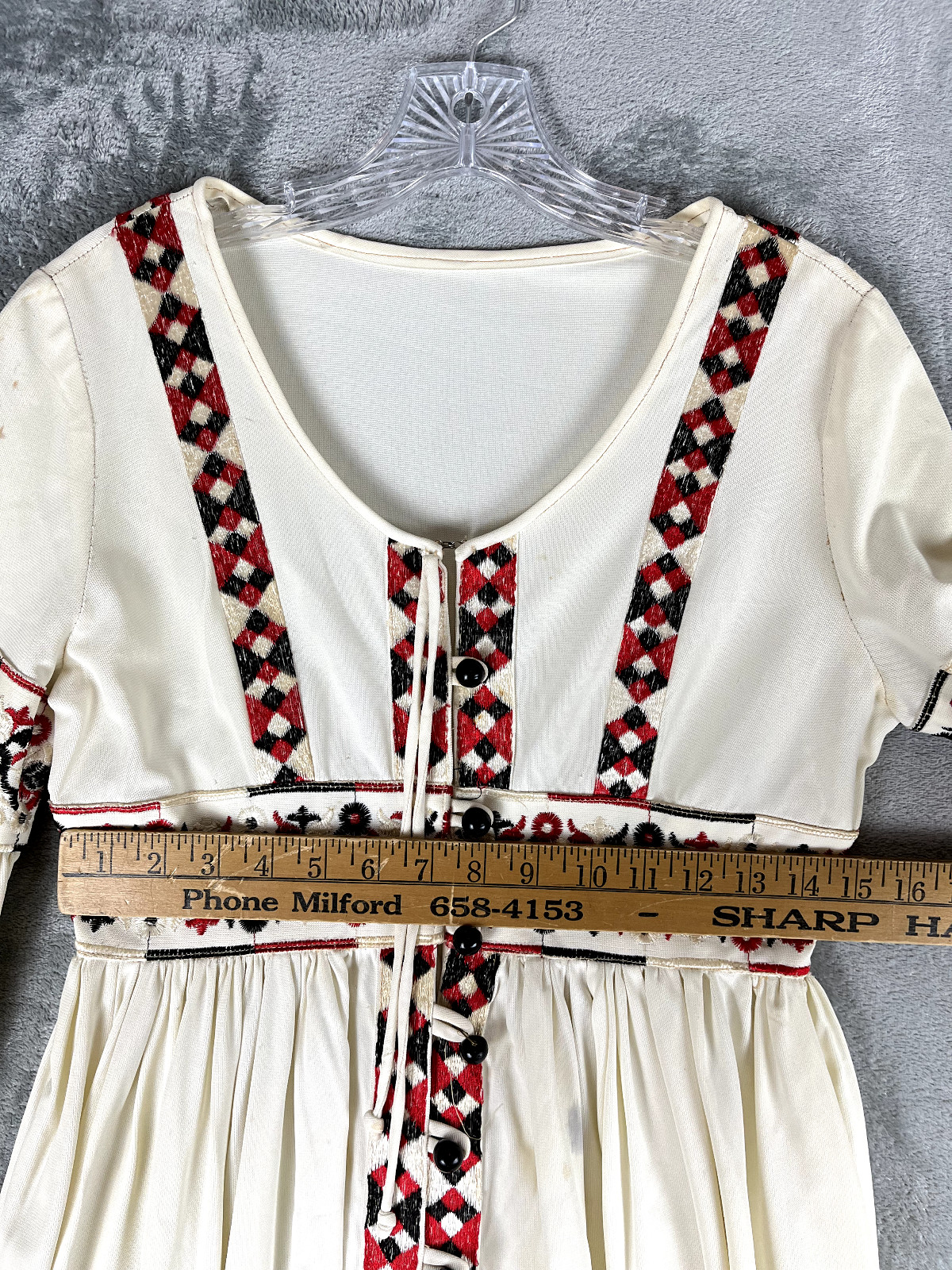 Rare Vintage Beverly Paige 60s 70s Bohemian Maxi Dress Tag 10 Peasant Groovy