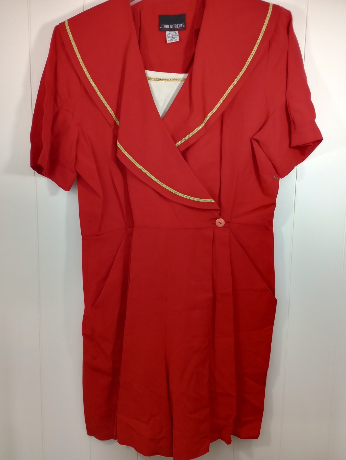 Vtg 80s John Roberts Red Secretary Shorts Romper Size 12 Preppy Movie Prop