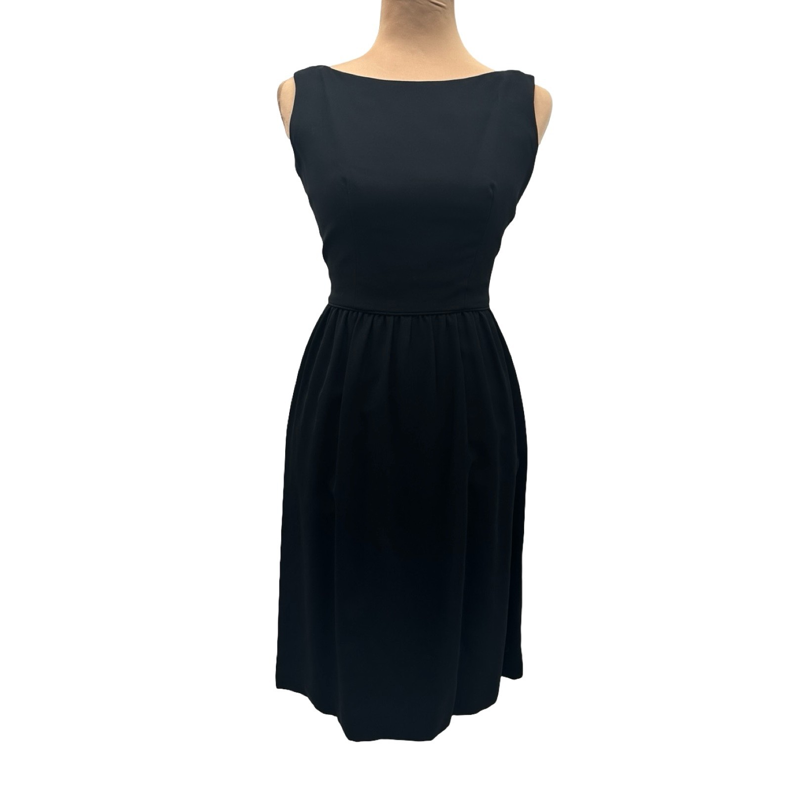 Vintage 1960s Black Fit & Flare Sleeveless Dress ILGWU Union Made Classic Midi