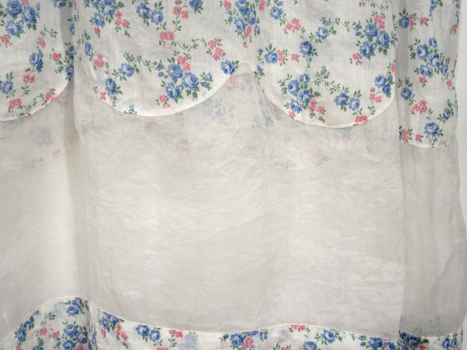 ANTIQUE VINTAGE DAY DRESS 1920S DROP WAIST COTTON FLORAL ORGANDY ART DECO M F4
