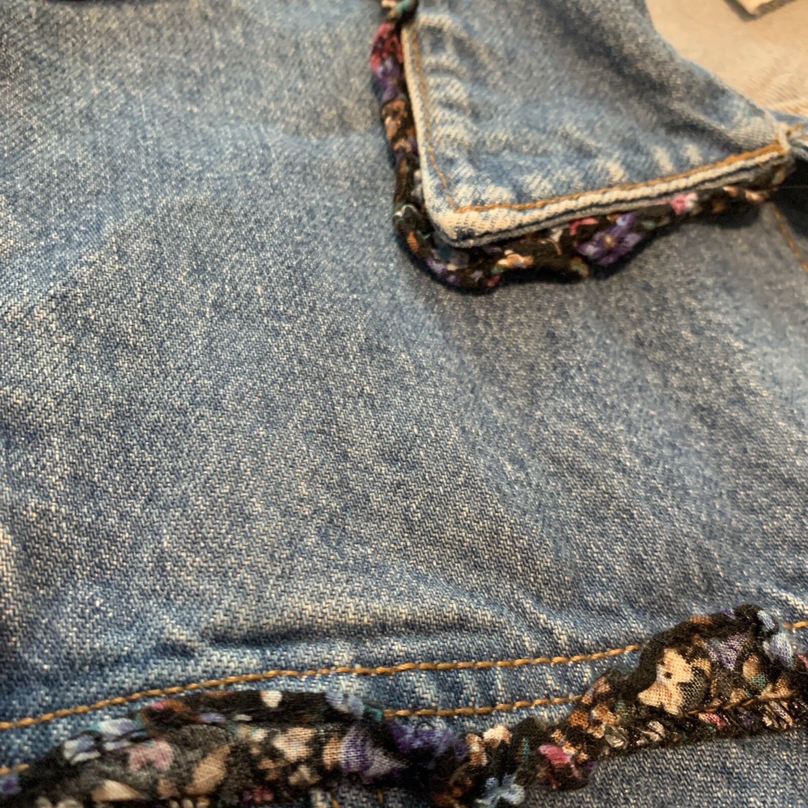 Vintage California Concepts Denim Jacket 80s 90s Romantic Ruffle Trim Crop Sz S