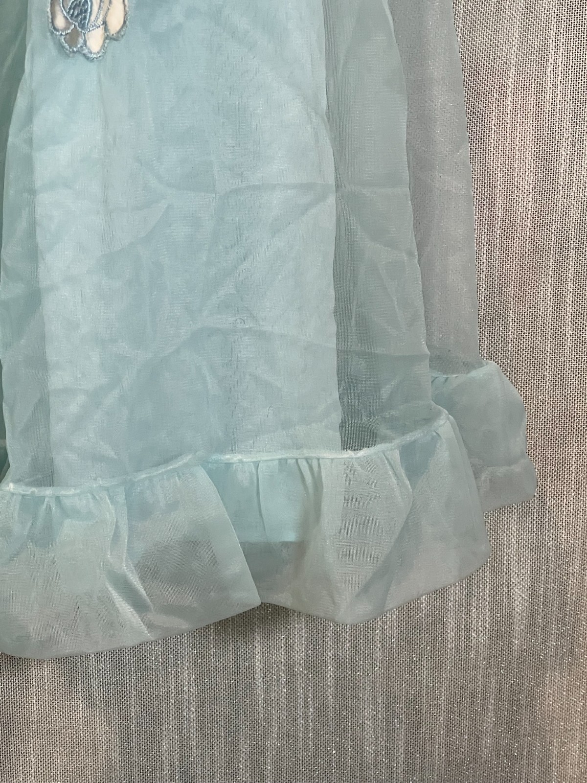 Vintage Gossard Artemis BLUE CHIFFON NIGHTGOWN~Babydoll Nightie*S Sleepwear*Rose