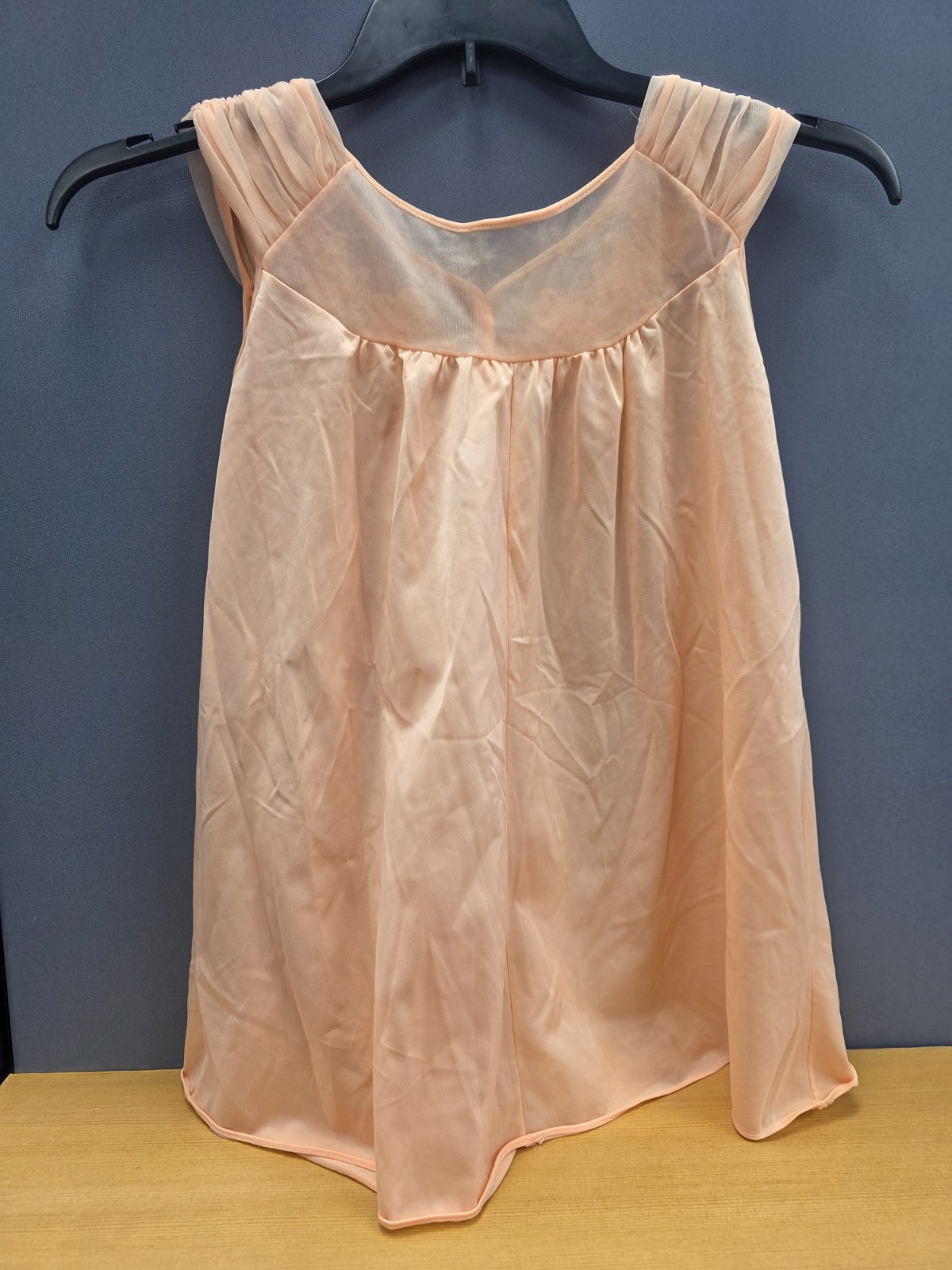 Vtg Babydoll Peignoir Set Peach Pandora Lingerie Robe Chiffon Sheer 100% Nylon