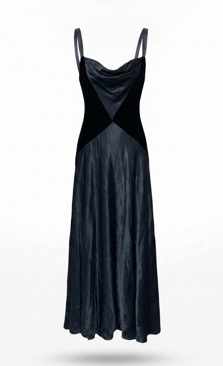 vintage 90s night way collection black velvet maxi dress size 6