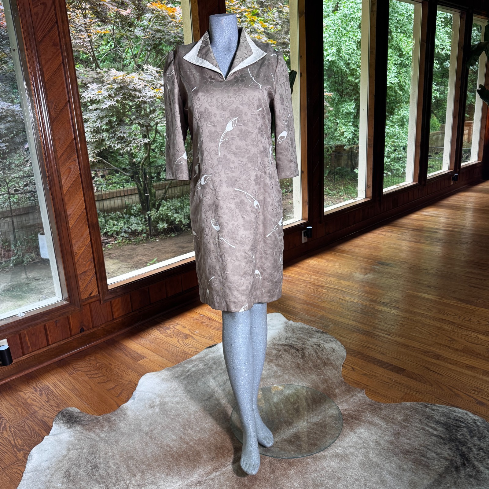 Vintage Gene Roye Mod Inspired Brocade Jacquard Shift Dress Retro Revival Medium