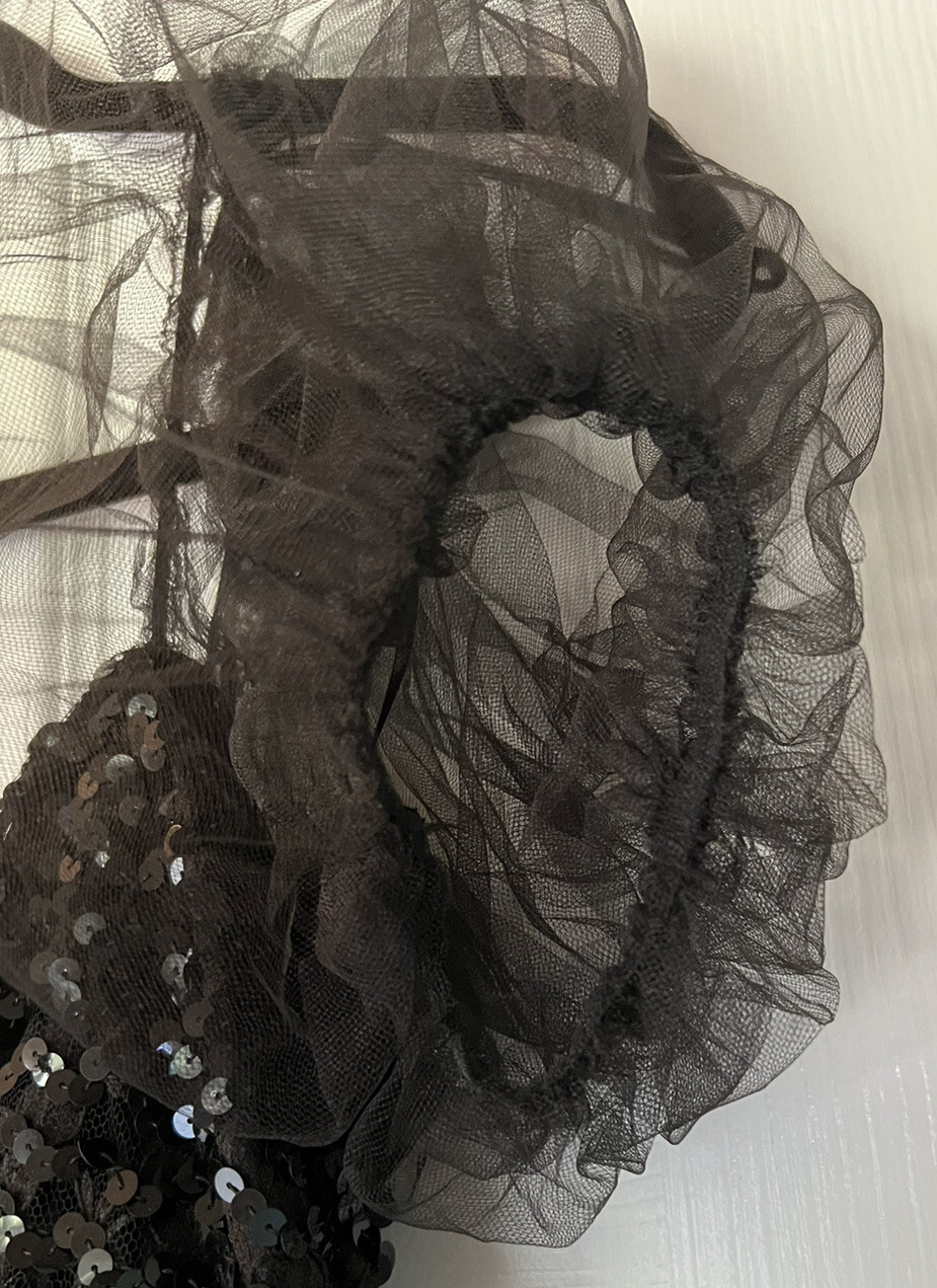 Flirtations Albert Angelo 80s Black Sequin Tulle Prom Dress Wednesday Halloween