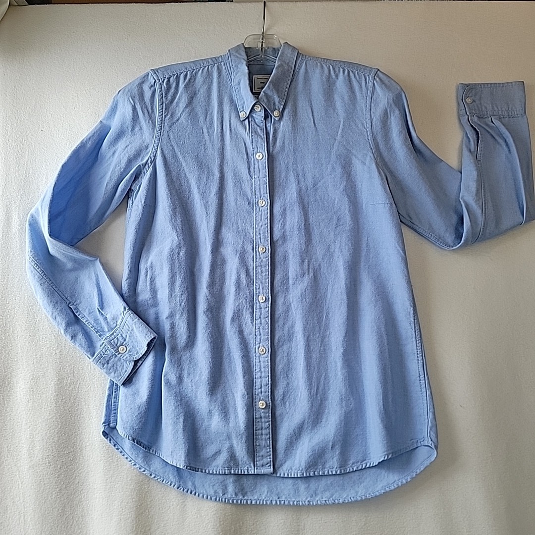 Vintage Ladies Fitted Boyfriend Oxford Size. S, Blue Wash By Old Navy