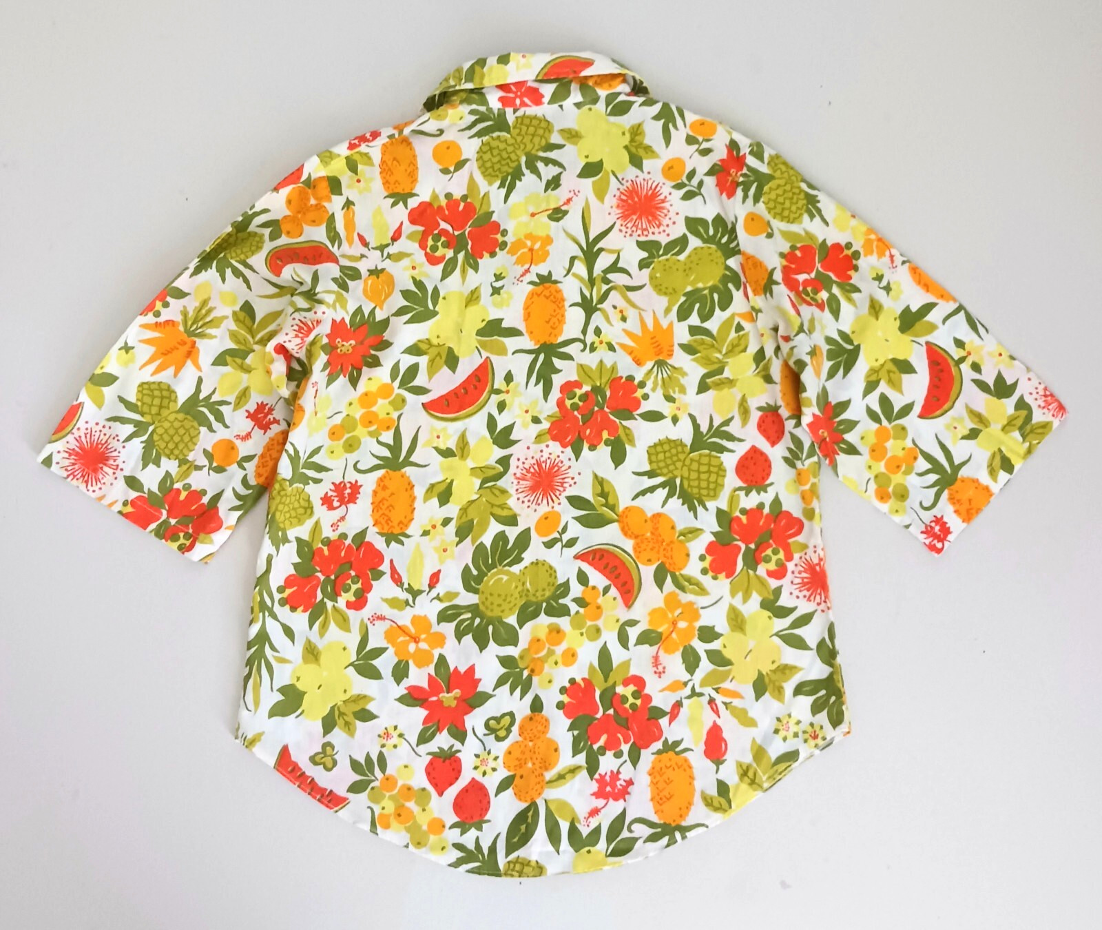VTG Ruth Clarage Blouse Handprinted Original Fabric Jamaica Tropical Fruit Sz S