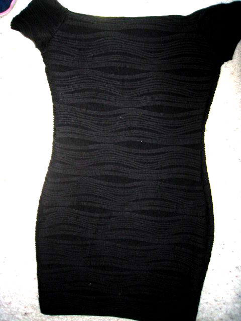SEXY VTG Hot Gal Bodycon Dress BLACK Stretchy Sz M Made in USA!!!