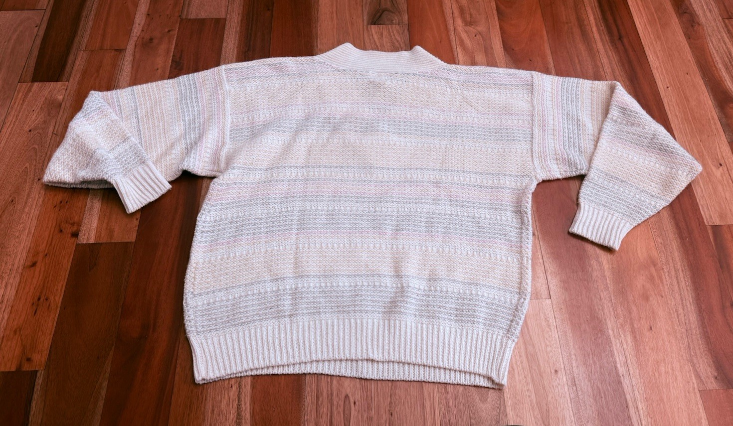VINTAGE 70s 80s BELDOCH POPPER PULLOVER KNIT SIZE L SWEATER USA MADE WOOL BLEND