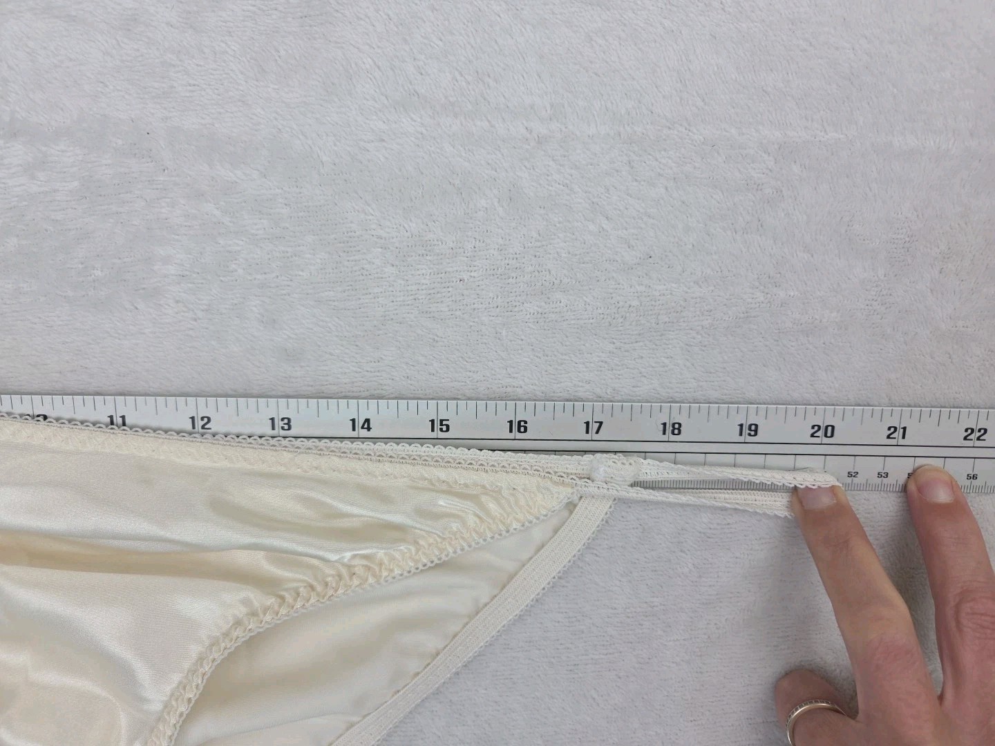 Vintage 80s 90s Shiny Satin String Bikini Panties Ivory Unbranded Size Large