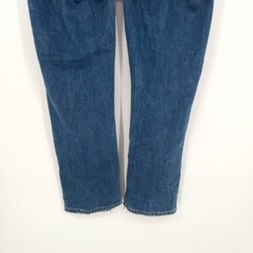 Hatch Maternity Straight Leg Crop Jeans Side Stretch Medium Wash Raw Hem Size 28