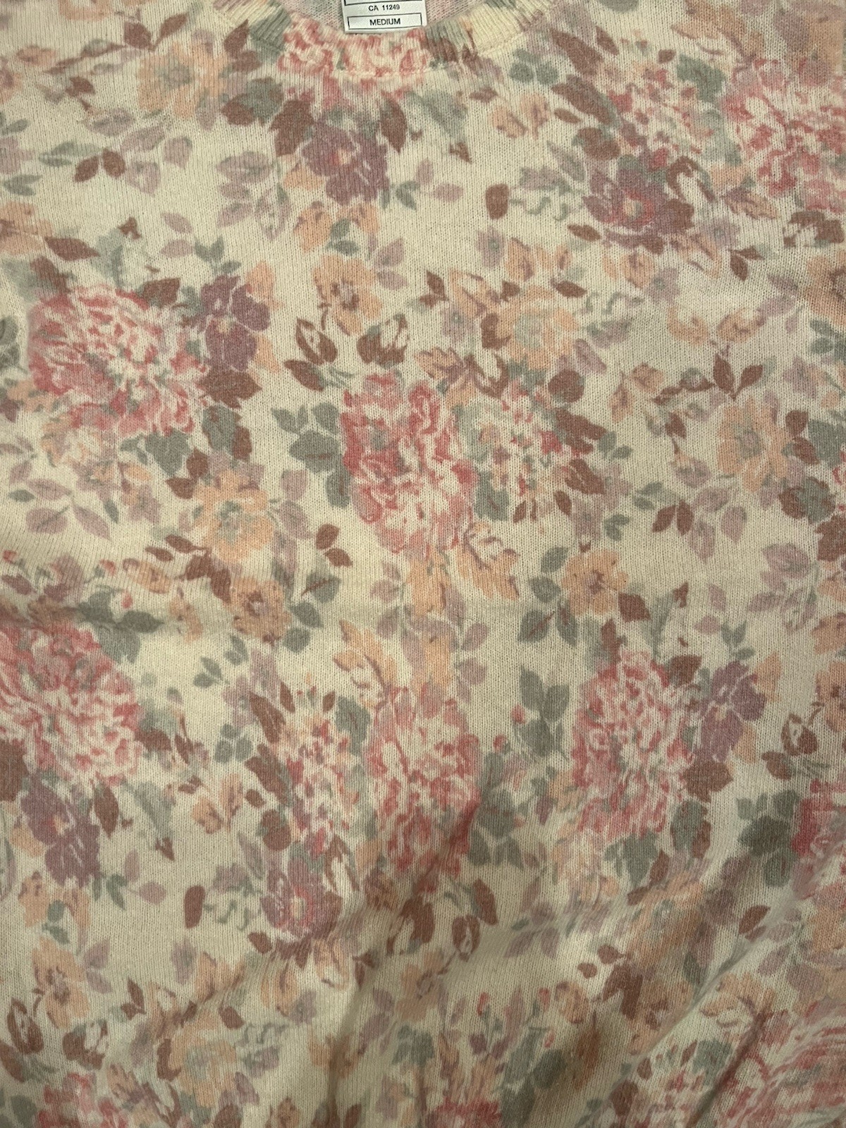 Laura Ashley M Lambs Wool Blend Hydrangea Spring Floral Sweater Italy Romantic