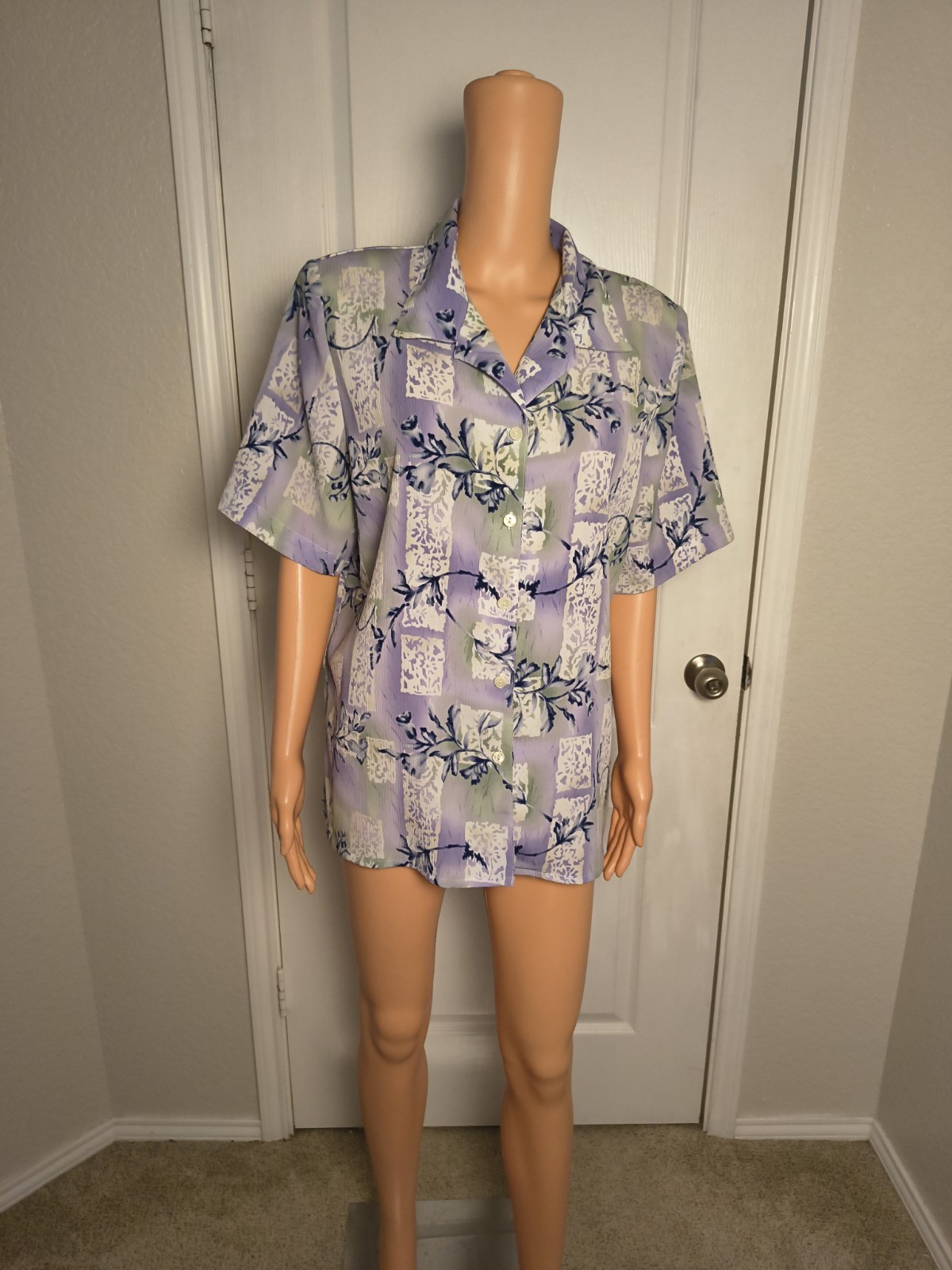 Vintage Patchwork Hawaiian Button Up Size 16 – Coastal Grandma Summer – D14