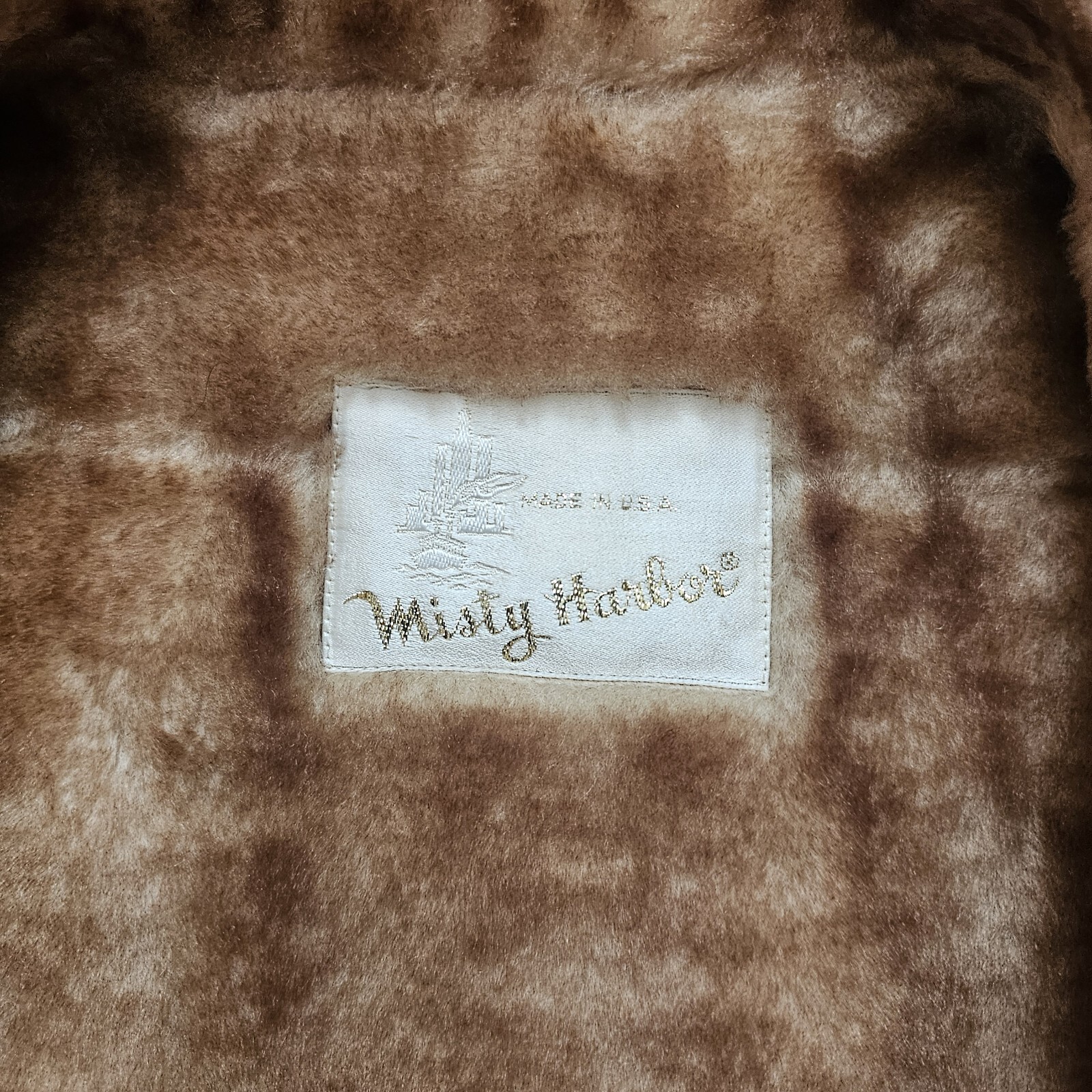 Vintage 70s Misty Harbour Jacket Tan Faux Fur Lined Thick Coat Womens Size 12