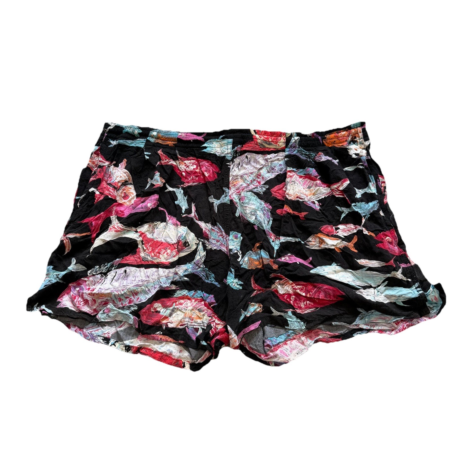 Vintage Jams World Hawaii Shorts Womens XL Fish Print Pull On