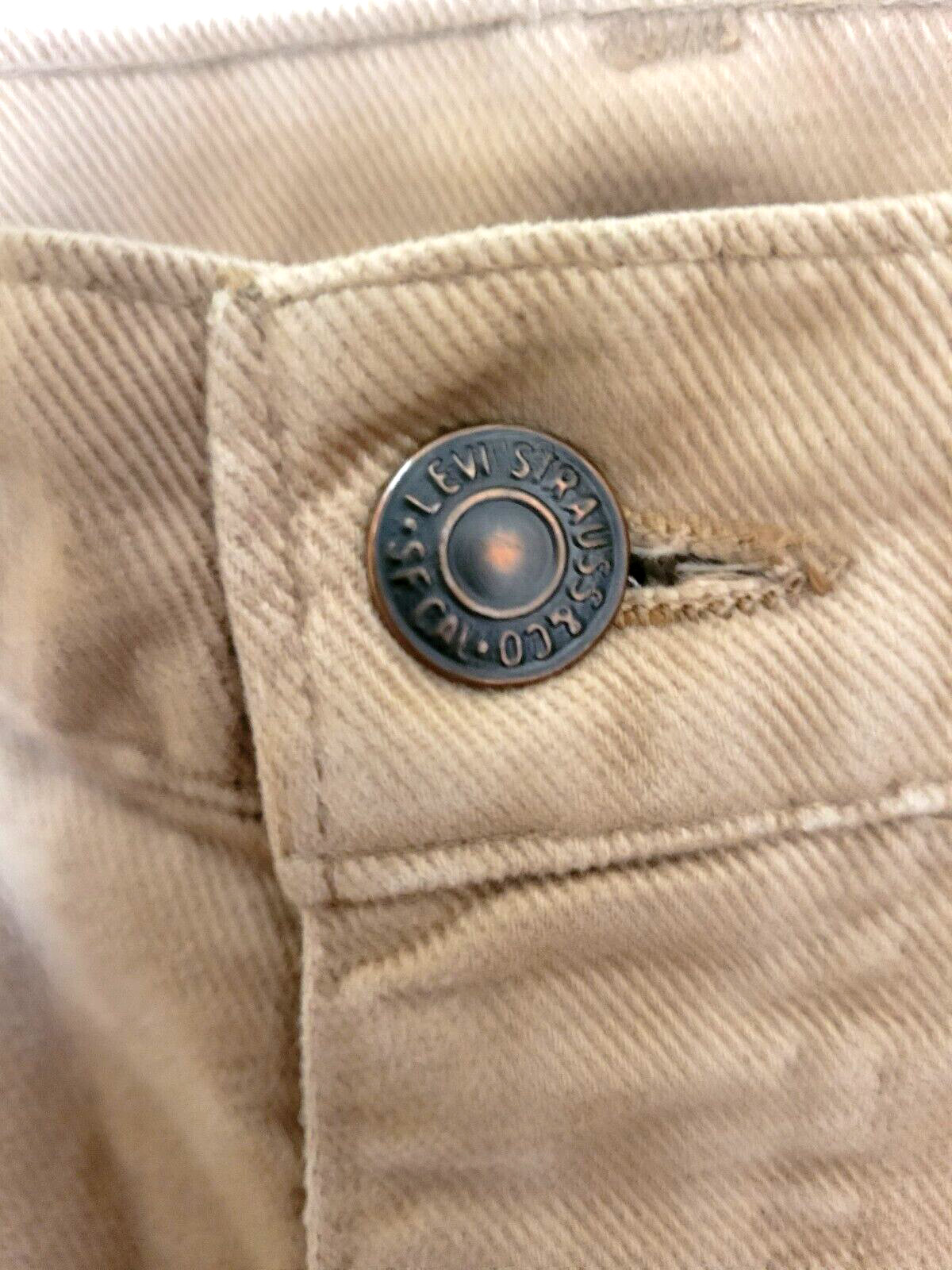 Vtg 70s Levi’s Flare Bell Bottom Beige Jeans Pants TAG Size 31 X 30 (29×26.5)