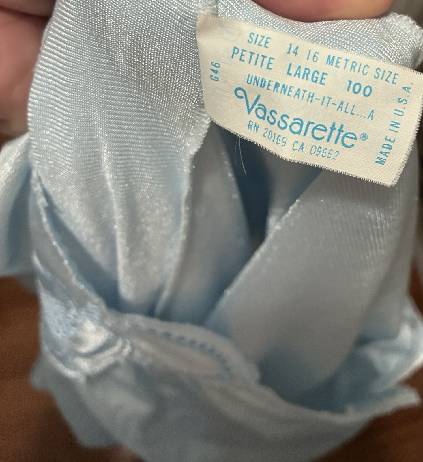 Vintage VASSARETTE Peignoir Robe ONLY Blue Appliqué 100% Nylon Petite L 14 16