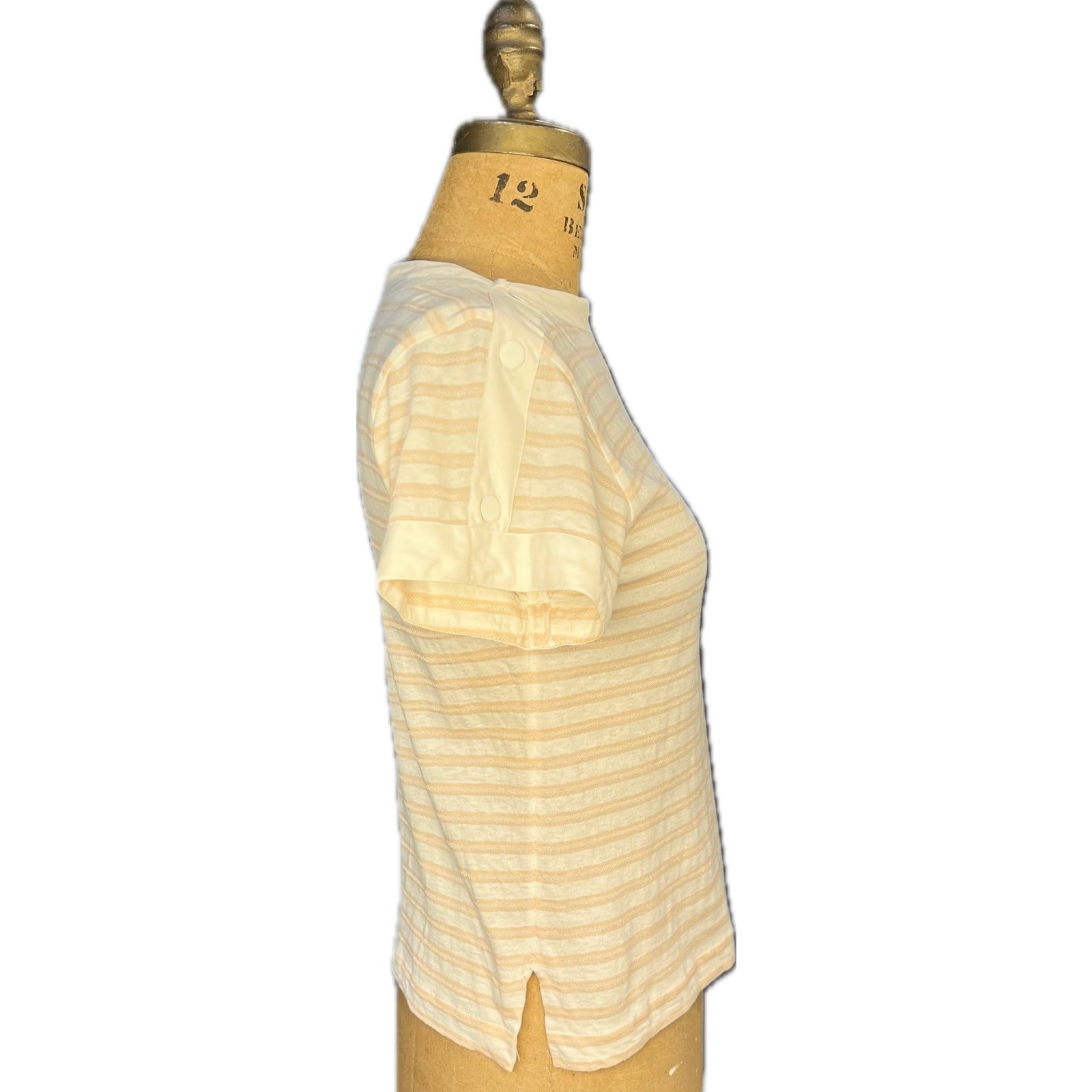Vintage Courrèges Striped Shoulder Button Top – Made in France – 1970s